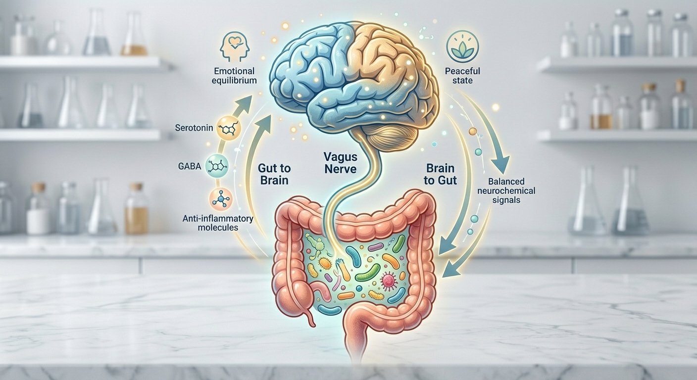 O Eixo Intestino-Cérebro: Como sua Flora Intestinal Controla seu Humor e Ansiedade